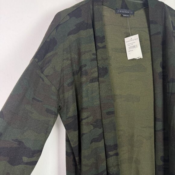 NWT Sanctuary Camo Print Open Front Long Sleeve Cardigan Sweater Size Large L - Picture 9 of 13